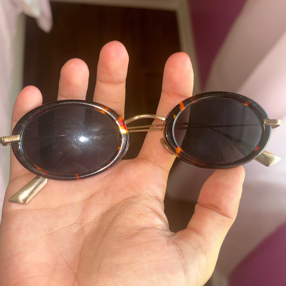 Dior Black and Gold Oval Sunglasses